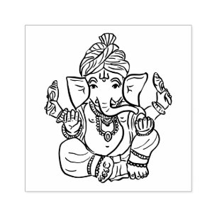 Classy Ethnic Ganesha   Indian God Drawing Rubber Stamp