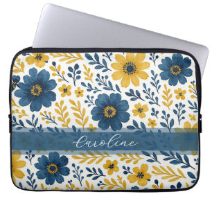 Classy Ethnic Mediterranean Floral Art Pattern Laptop Sleeve