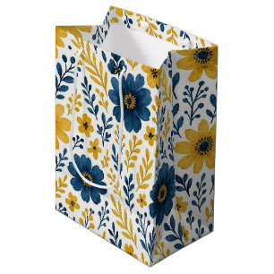 Classy Ethnic Mediterranean Floral Art Pattern Medium Gift Bag