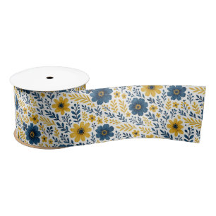 Classy Ethnic Mediterranean Floral Art Pattern Satin Ribbon