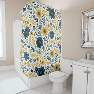 Classy Ethnic Mediterranean Floral Art Pattern Shower Curtain