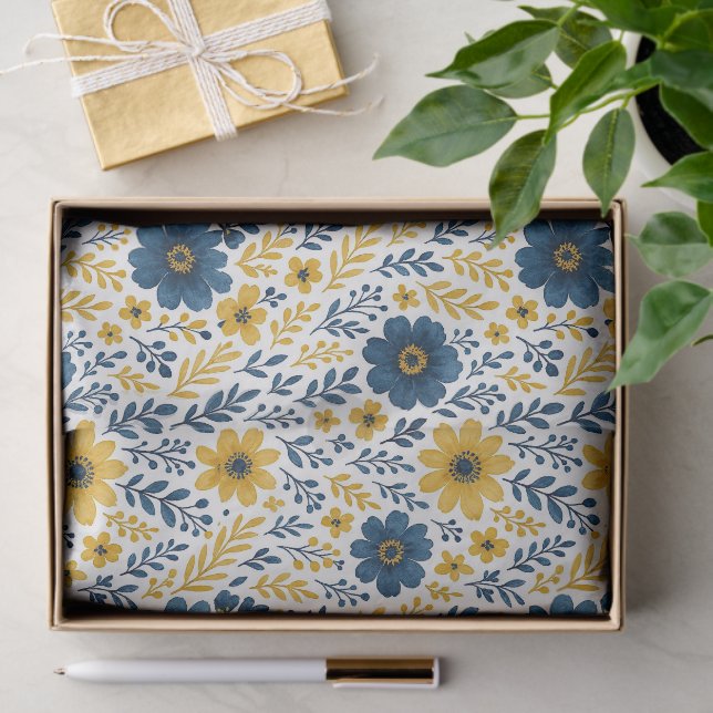 Classy Ethnic Mediterranean Floral Art Pattern Tissue Paper (Gift)