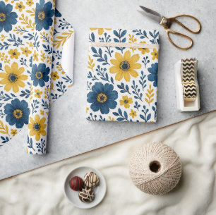 Classy Ethnic Mediterranean Floral Art Pattern Wrapping Paper
