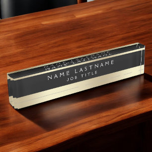 Classy Executive Black Gold Professional Nameplate