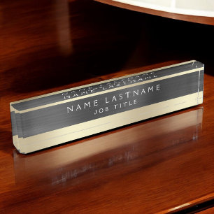 Classy Executive Black Gold Professional Nameplate