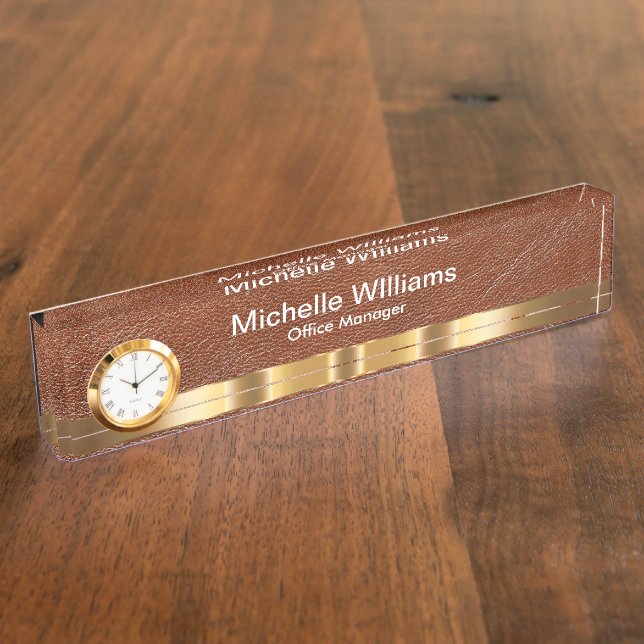 Classy Executive Gift Leather Look Desk Name Plate (Side)