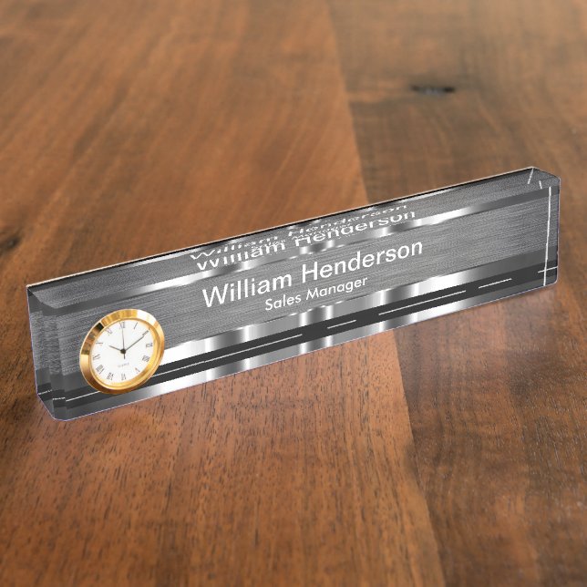 Classy Executive Gift Silver Tone Desk Name Plate (Side)