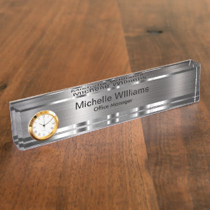 Classy Executive Gift Silver Tone Desk Name Plate