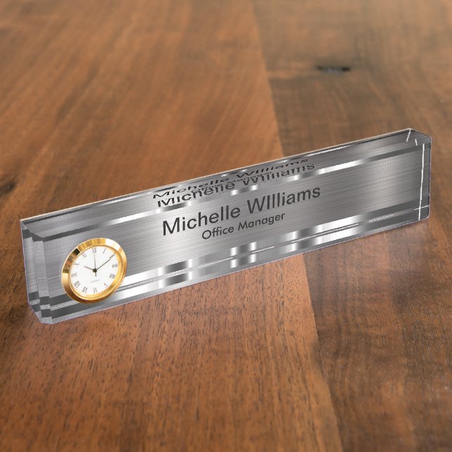 Classy Executive Gift Silver Tone Desk Name Plate (Side)