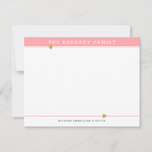 Classy Family Name Gold Heart Pink And White Card