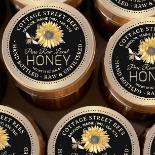 Classy Farmhouse Honey Sunflower Vintage Bee Gold Classic Round Sticker