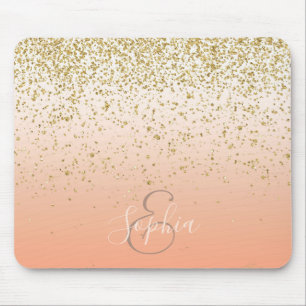 Classy faux gold confetti blush gradient image mouse mat