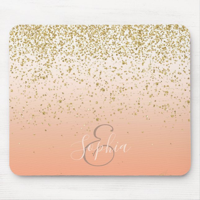 Classy faux gold confetti blush gradient image mouse mat (Front)