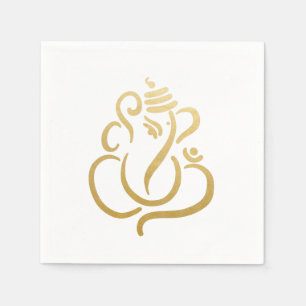 Classy Faux Gold Foil Ganesha Indian Modern Ethnic Napkin