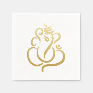 Classy Faux Gold Foil Ganesha Indian Modern Ethnic Napkin