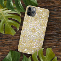 Classy Faux Gold Mandala Art Pattern On White