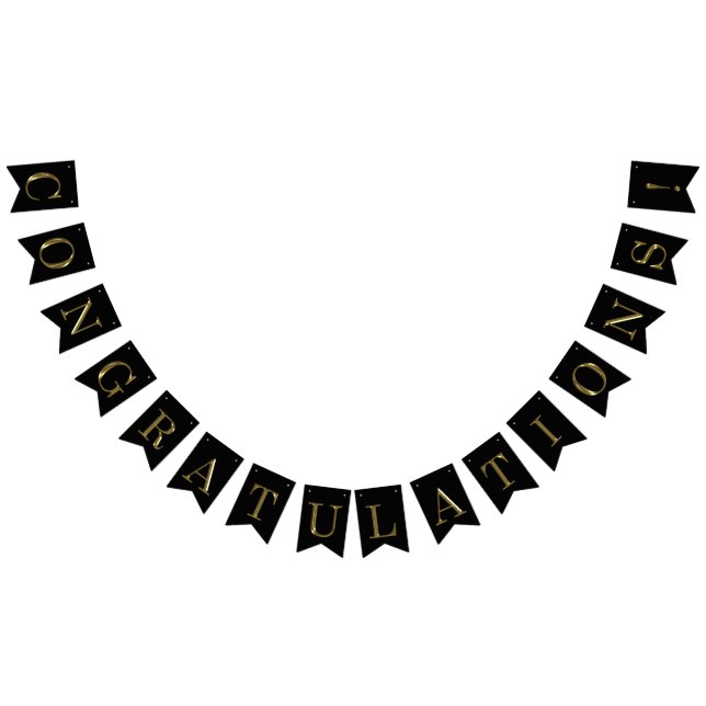 Classy Faux Gold Metal Congratulations Black Bunting (All)