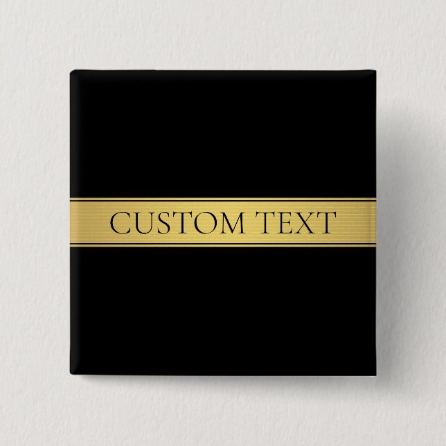Classy Faux Gold Stripe & Black Background or DIY 15 Cm Square Badge (Front)