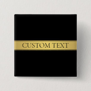 Classy Faux Gold Stripe & Black Background or DIY 15 Cm Square Badge