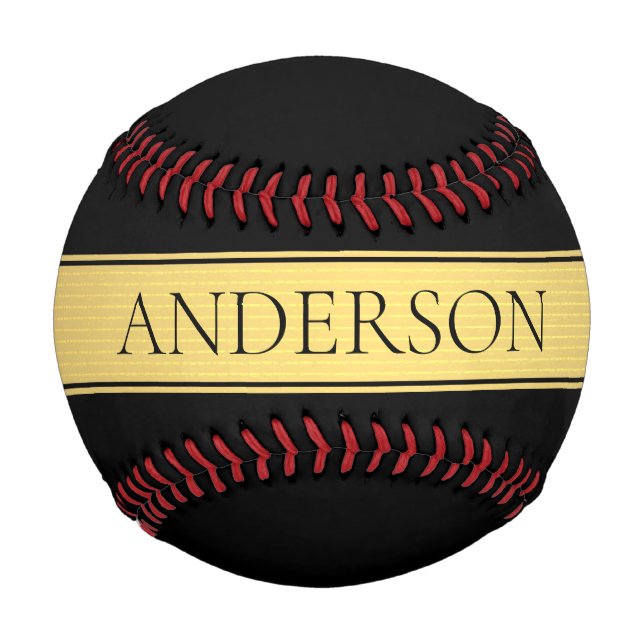 Classy Faux Gold Stripe & Black Background or DIY Baseball (Front)