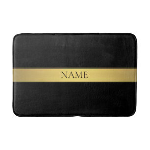 Classy Faux Gold Stripe & Black Background or DIY Bath Mat