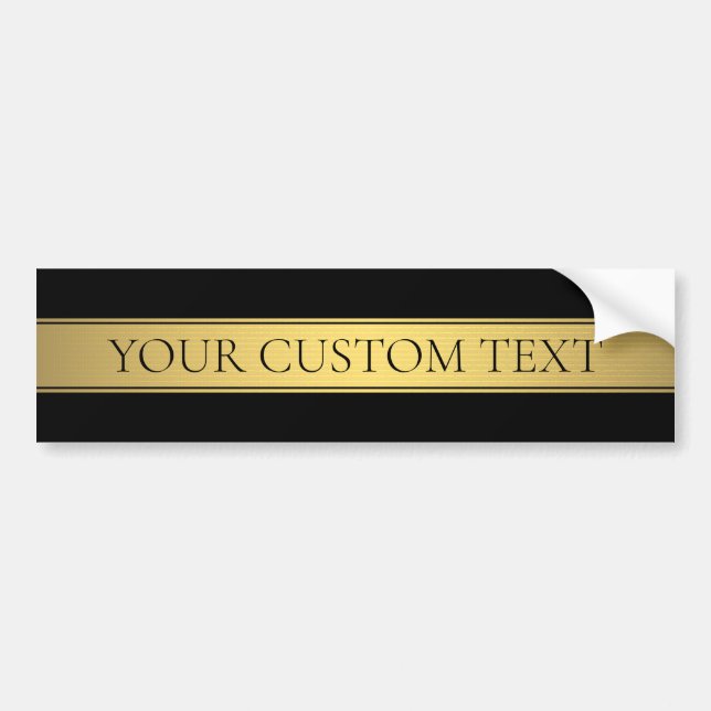 Classy Faux Gold Stripe & Black Background or DIY Bumper Sticker (Front)