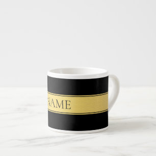 Classy Faux Gold Stripe & Black Background or DIY Espresso Cup