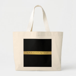 Classy Faux Gold Stripe & Black Background or DIY Large Tote Bag