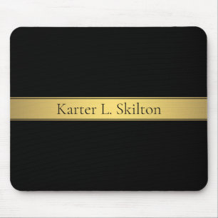 Classy Faux Gold Stripe & Black Background or DIY Mouse Mat