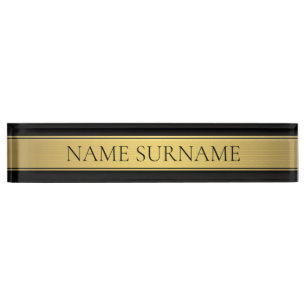 Classy Faux Gold Stripe & Black Background or DIY Nameplate