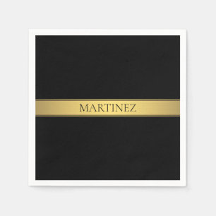 Classy Faux Gold Stripe & Black Background or DIY Napkin