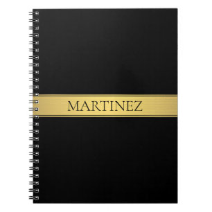 Classy Faux Gold Stripe & Black Background or DIY Notebook