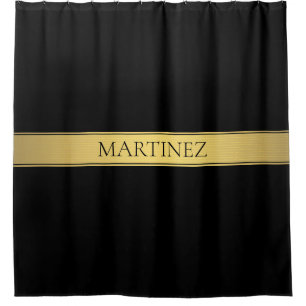 Classy Faux Gold Stripe & Black Background or DIY Shower Curtain