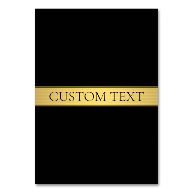 Classy Faux Gold Stripe & Black Background or DIY Table Number (Front)