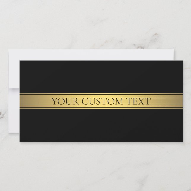 Classy Faux Gold Stripe & Black Background or DIY Thank You Card (Front)