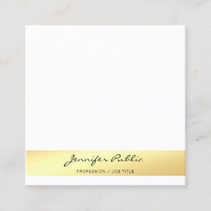 Classy Faux Gold White Modern Professional Elegant Square Business Card