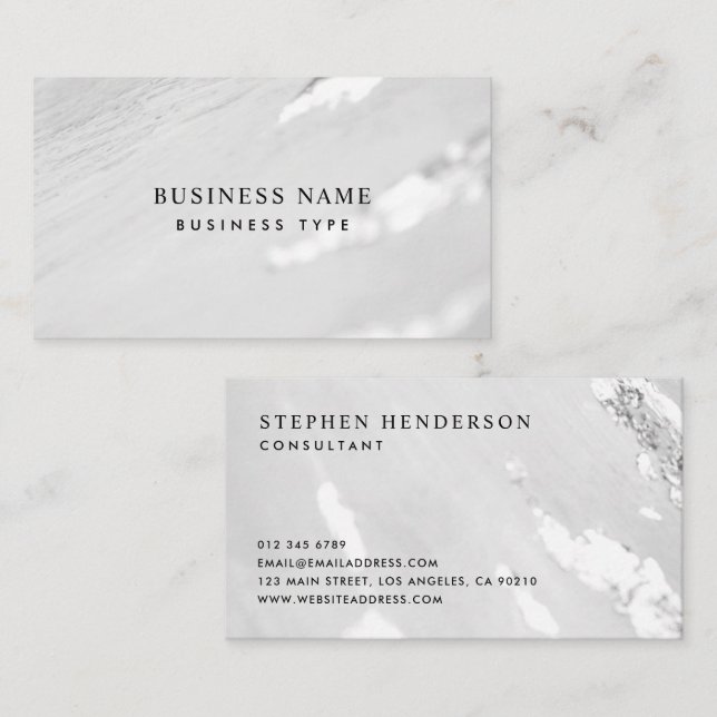 Classy Faux Silver Foil Professional Business Card (Front/Back)