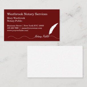 Classy Feather Pen Notary Public Business Card