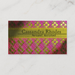 Classy & Feminine Gold Metal & Pink Business Cards