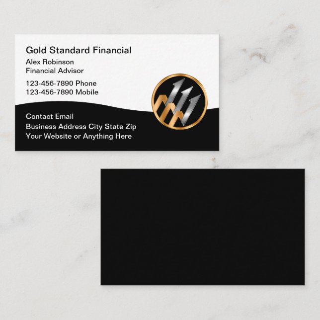Classy Financial Advisor Logo Business Cards (Front/Back)