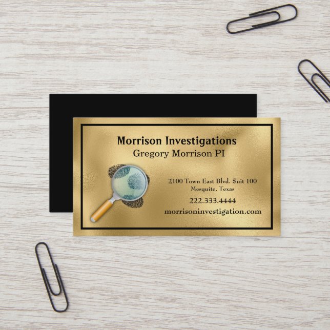 Classy Fingerprints Private Investigation  Business Card (Front/Back In Situ)