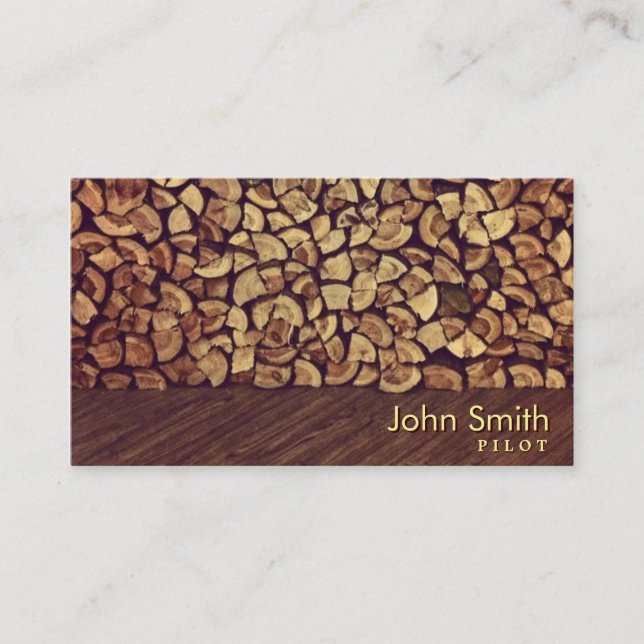 Classy Firewood Pilot/Aviator Business Card (Front)