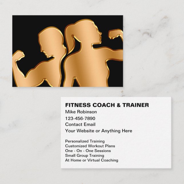 Classy Fitness Coach And Trainer Upscale  Business Card (Front/Back)