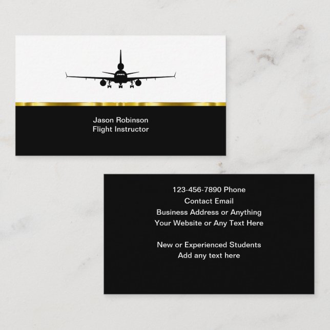 Classy Flight Instructor Business Cards (Front/Back)