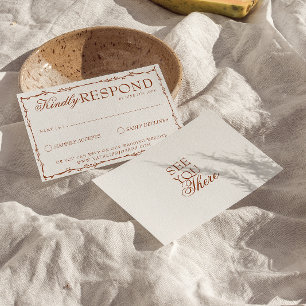 Classy Floral Boho Beige Terracotta Earthy Wedding RSVP Card