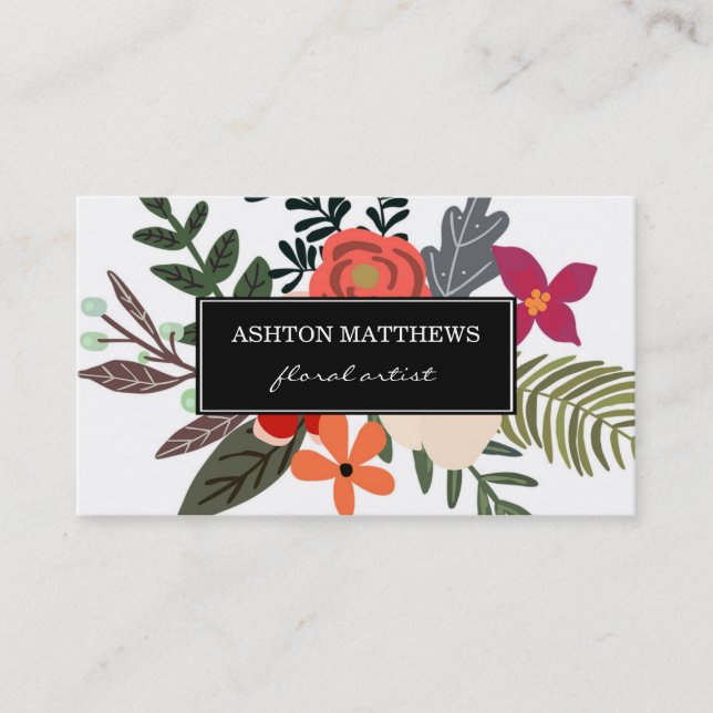 Classy Floral Bouquet Professional Business Card (Front)