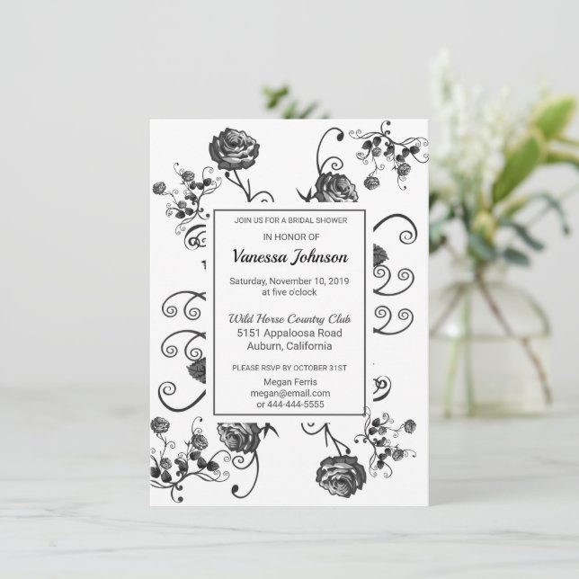 Classy Floral Bridal Shower Invitation (Standing Front)