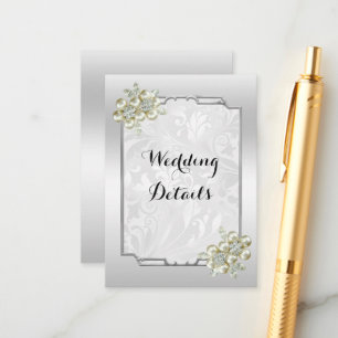 Classy Floral Gem, Silver Framed Wedding Enclosure Card