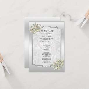 Classy Floral Gem, Silver Framed Wedding Program