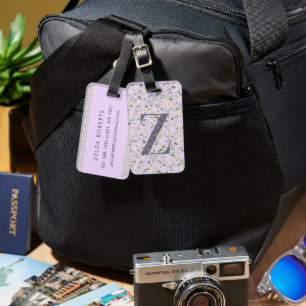 Classy Floral Monogrammed Letter Z light purple Luggage Tag